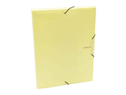 Picture of ELASTICATED BOXFILE A4 PASTEL YELLOW 3CM
